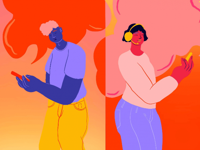 vector image of people on phones